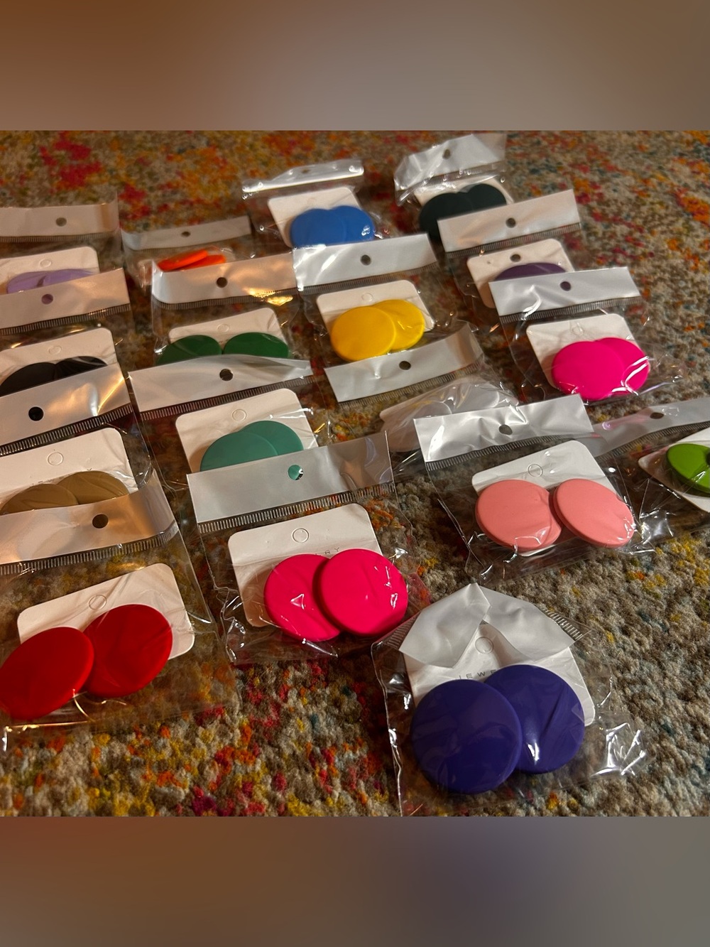 New Bright Flat Colorful Earring Lot/Bundle 17 Pair.